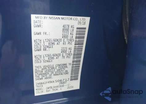 2019 Nissan Titan Xd Sv Diesel z USA, uszkodzony, nr VIN 1N6BA1F49KN506712